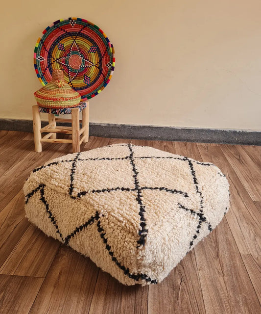 Handmade Moroccan Beni Ourain Pouf