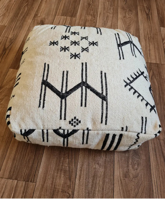 Handmade Moroccan Berber Pouf – Unique Vintage Ottoman