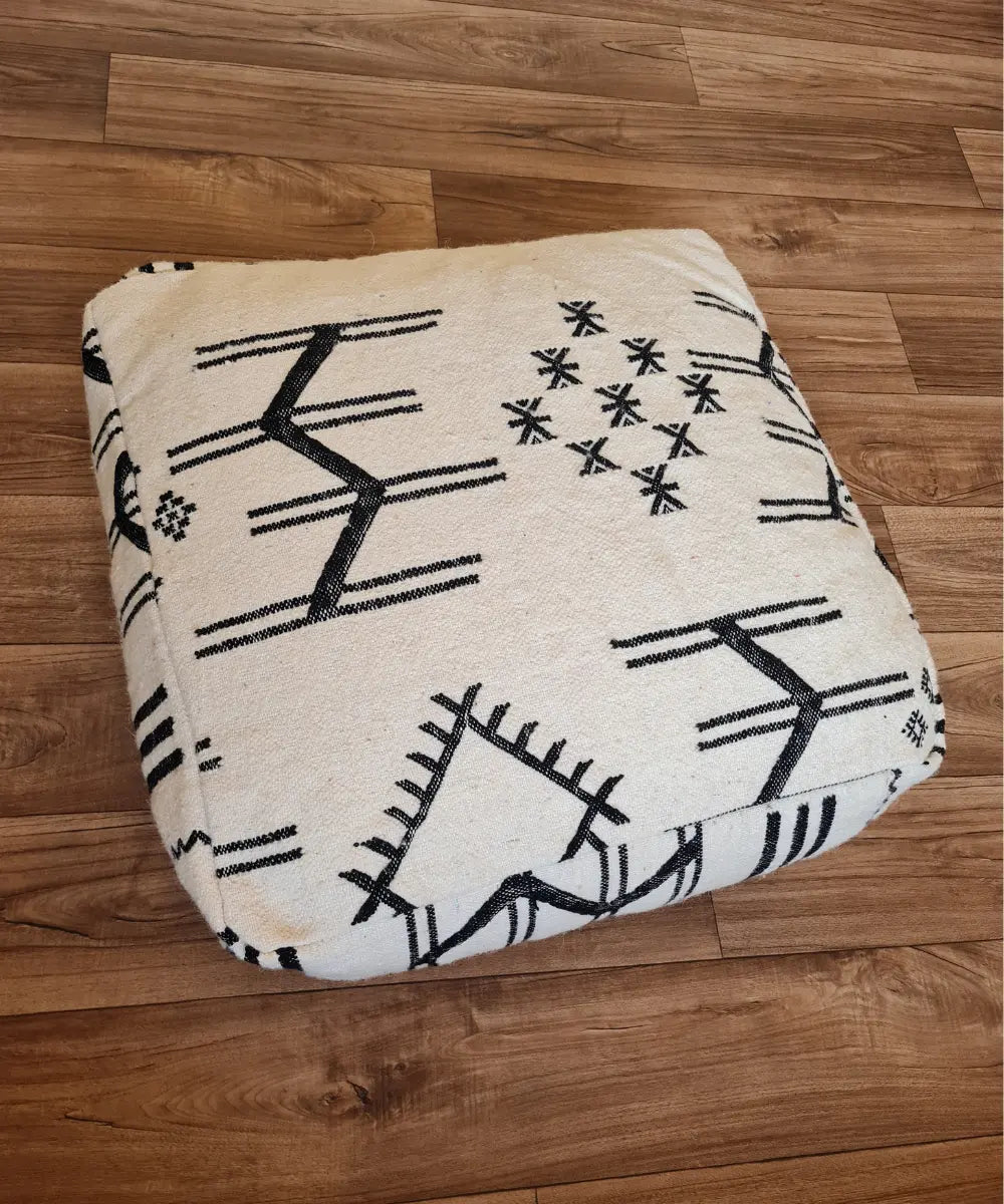 Handmade Moroccan Berber Pouf – Unique Vintage Ottoman