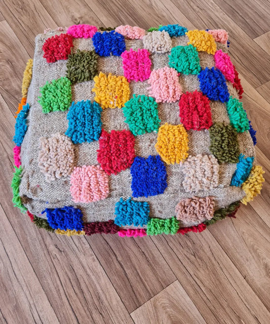 Handmade Moroccan Boujaad Rug Pouf
