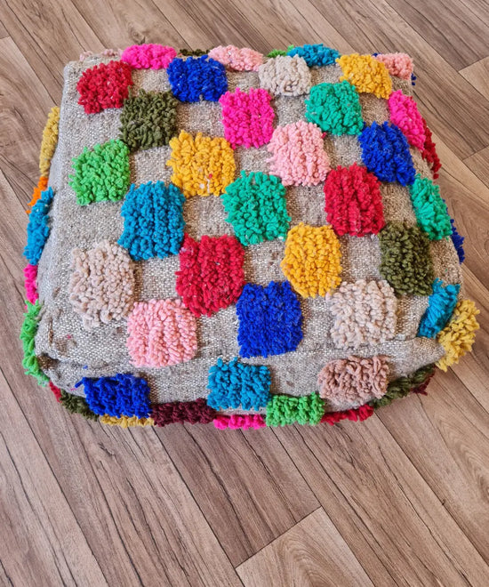 Handmade Moroccan Boujaad Rug Pouf