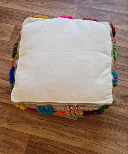Handmade Moroccan Boujaad Rug Pouf