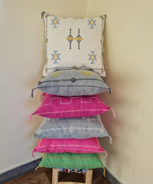 Cactus Silk Pillows in Vibrant Pink