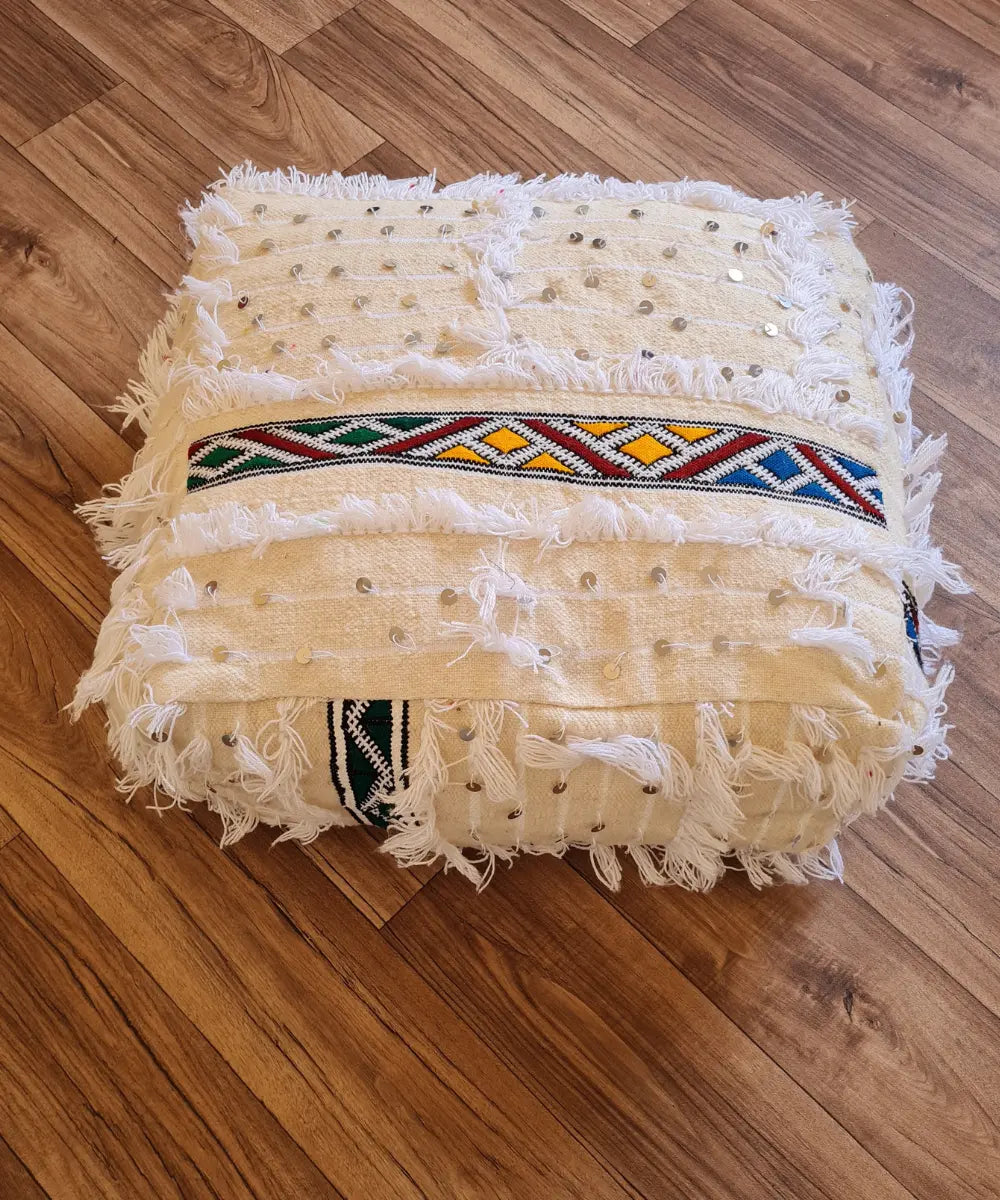 Handmade Moroccan Handira Rug Pouf (2)