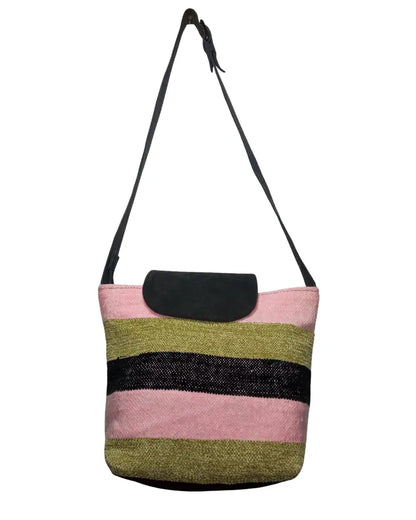 Handmade Boho Crossbody Bag, Woven Wool & Genuine Leather Purse - Berber Handcrafts