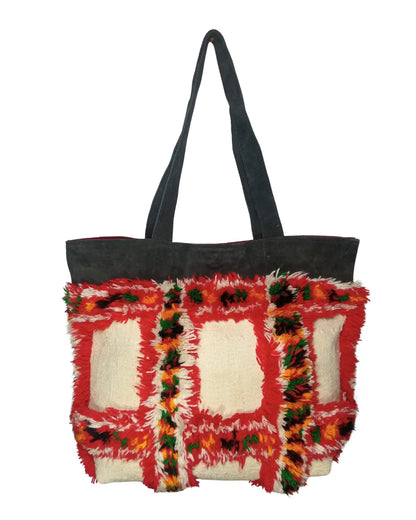 Tote bag with a colorful pattern on a white background