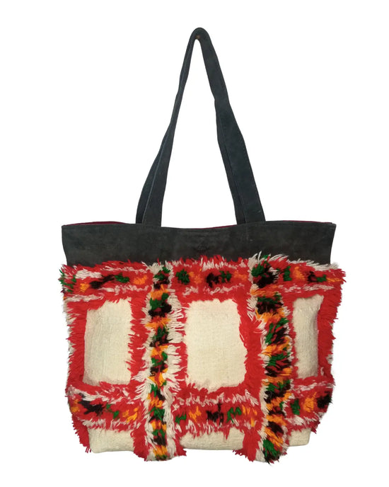 Tote bag with a colorful pattern on a white background