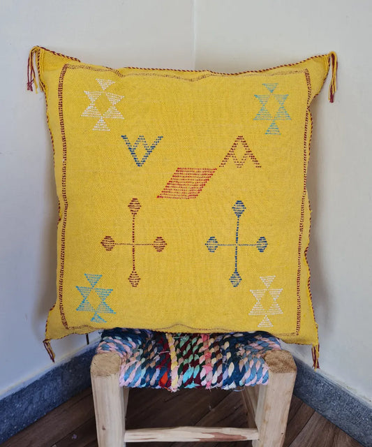 Handwoven Moroccan Cactus Silk Pillow