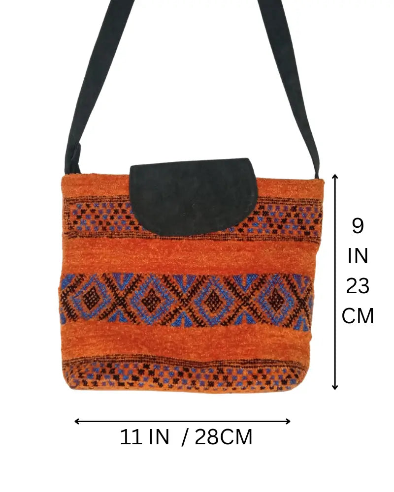 Kilim Crossbody Bag, Terracotta Bag, Coral and Blue, Woven Suede Purse, Handmade Aztec Bag, Boho Festival Bag, Southwestern Style, Ethnic Purse, Artisan Made,

