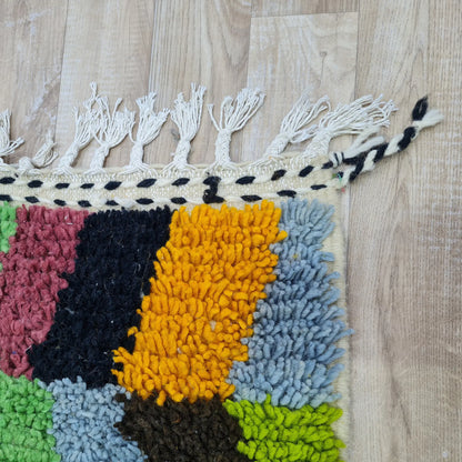 Colorful Handmade Boujad Moroccan Rug - 100% Wool- Unique Berber Design - Berber Handcrafts