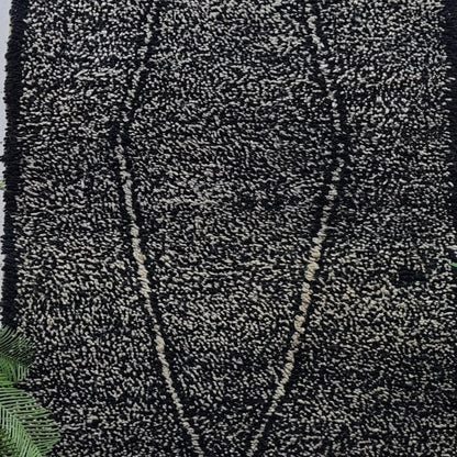 Handwoven Moroccan Runner Rug – Black & White Geometric Design – Custom Size - Berber Handcrafts