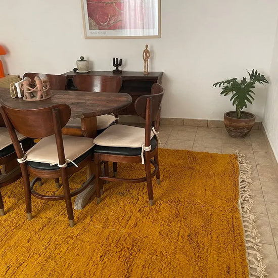 Vibrant Yellow Moroccan Shag Rug – Soft & Plush Design  –  Handwoven Berber Art - Berber Handcrafts