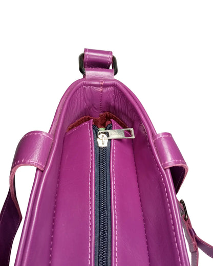 Purple Leather Bag, Convertible Tote, Crossbody Tote, Magenta Bag, Kilim Bag, One of a Kind Purse,