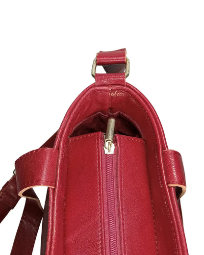 Red Leather Convertible Tote, Ethnic Boho Purse, One-of-a-Kind