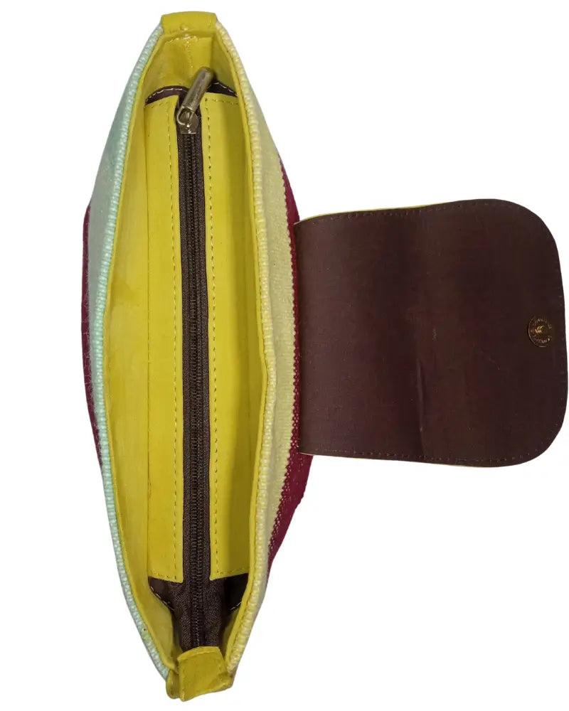 Striped Crossbody Bag, One of a Kind Purse, Coastal Style, Preppy Boho, Woven Wool Bag, Leather Flap Purse, Blue and White Stripe, Burgundy Bag, Summer Purse, Beach Bag, Lightweight Bag