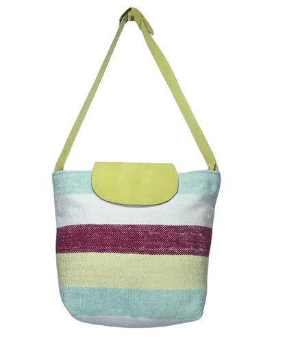 Striped Crossbody Bag, One of a Kind Purse, Coastal Style, Preppy Boho, Woven Wool Bag, Leather Flap Purse, Blue and White Stripe, Burgundy Bag, Summer Purse, Beach Bag, Lightweight Bag