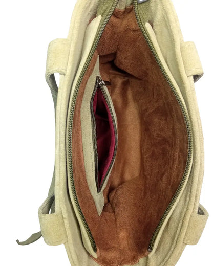 Suede Tote Bag, Kilim Tote, Artisan Shoulder Bag, Genuine Suede, Beige Suede Purse, Convertible Crossbody, Zipper Tote, Southwestern Style, Berber Design, Handmade Tote, Sustainable Fashion