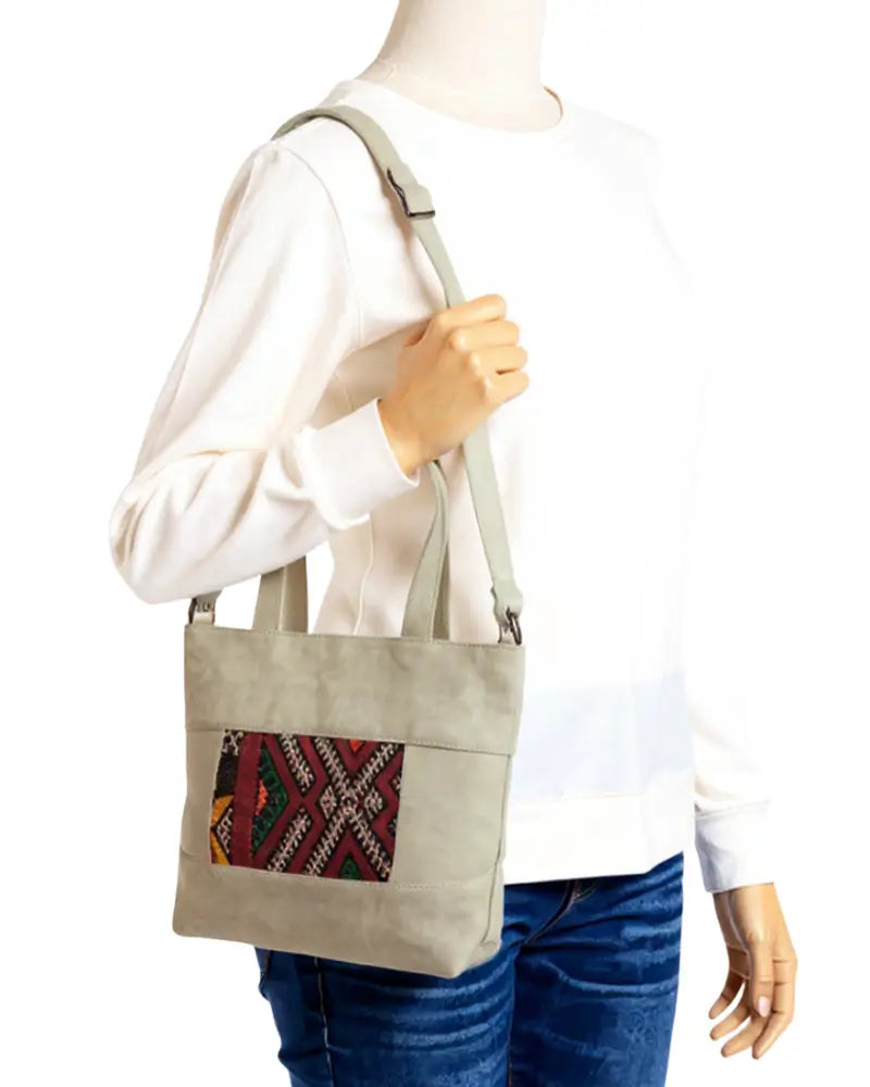 Suede Tote Bag, Convertible Tote, Grey Suede Bag, Light Grey Bag, Off-White Bag, Kilim Tote, One of a Kind Purse, Artisan Made, Zipper Tote, Crossbody Tote, Boho Work Bag, Ethnic Handbag, Shoulder Bag, Neutral Boho, Sustainable Fashion, Eco-Friendly, Unique Gift for Her, Stone Color Bag, Moroccan Bag, Everyday Tote, Minimalist Boho, One of One.
