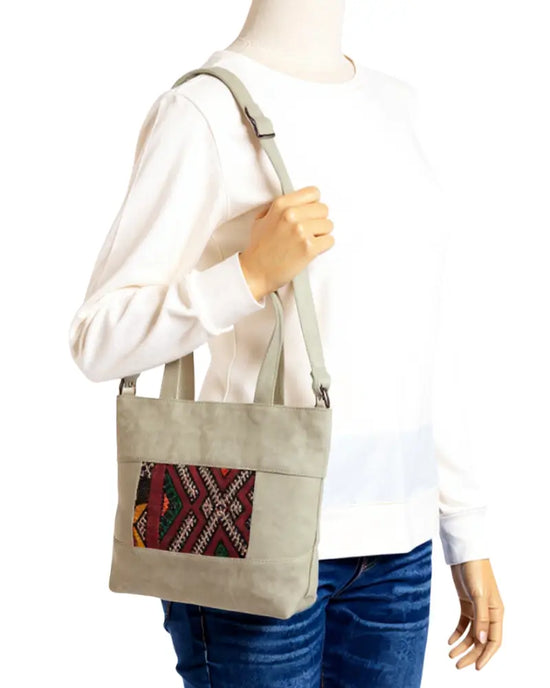 Suede Tote Bag, Convertible Tote, Grey Suede Bag, Light Grey Bag, Off-White Bag, Kilim Tote, One of a Kind Purse, Artisan Made, Zipper Tote, Crossbody Tote, Boho Work Bag, Ethnic Handbag, Shoulder Bag, Neutral Boho, Sustainable Fashion, Eco-Friendly, Unique Gift for Her, Stone Color Bag, Moroccan Bag, Everyday Tote, Minimalist Boho, One of One.
