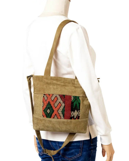 Suede Tote Bag, Convertible Tote, Beige Tote Bag, Tan Leather Tote, Kilim Bag, One of a Kind Purse, Artisan Made, Zipper Tote, Crossbody Tote, Boho Work Bag, Ethnic Handbag, Shoulder Bag, Neutral Boho, Sustainable Fashion, Eco-Friendly, Unique Gift for Her, Earth Tone, Moroccan Bag, Berber Design, Everyday Tote, One of One.

