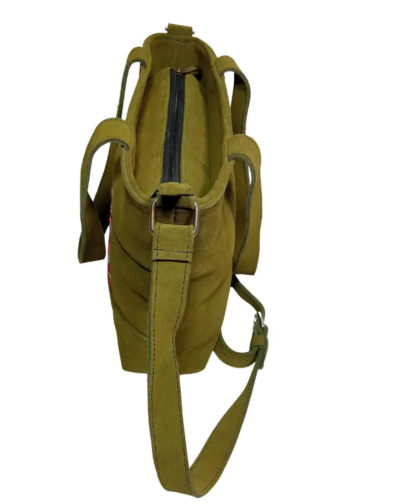 Suede Tote Bag, Olive Green Bag, Kilim Tote, One of a Kind Tote, Artisan Work Bag, Embroidered Tote, Shoulder Bag, Genuine Leather, Zipper Tote, Boho Office, Sustainable Fashion, Eco-Friendly, Ethnic Tote Bag, Tribal, Large Shoulder Bag, Unique Gift for Her, Army Green Bag, Moss Green, Vintage Textile, Upcycled Fashion, One of One, Statement Tote.
