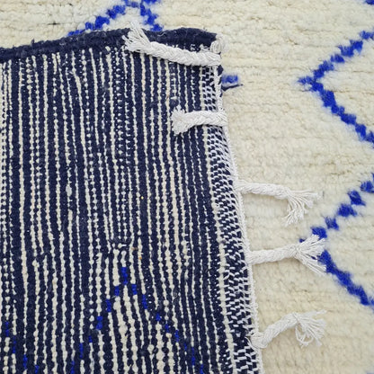 Moroccan Beni Ourain Rug – Blue Diamond Pattern Wool Carpet– Custom Size - Berber Handcrafts