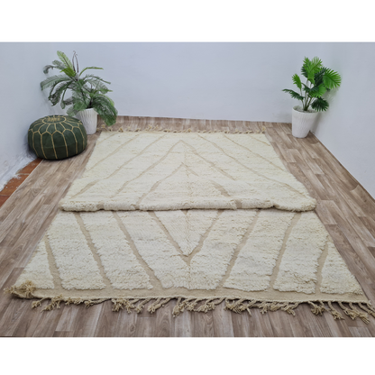 Berber Diamond Pattern Rug – Cream Beni Ourain Wool Carpet – Custom Size - Berber Handcrafts