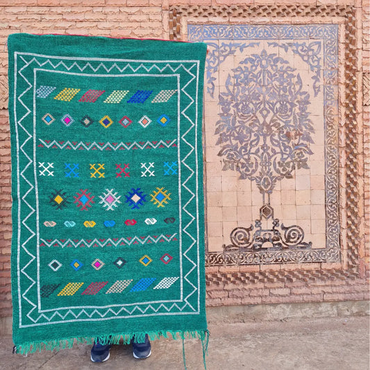 green Moroccan Berber kilim rug (2)