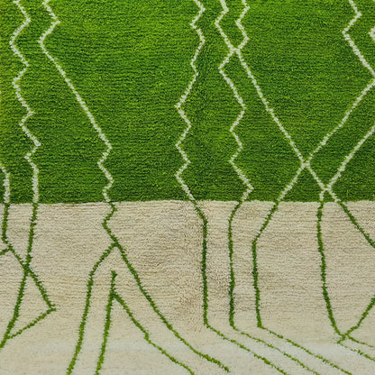 Green Modern Moroccan Rug – Handwoven Wool Carpet with Geometric Design- Custom Size - Berber Handcrafts