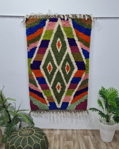 Handmade Moroccan Diamond Pattern Carpet – Boho Style – Custom Size - Berber Handcrafts