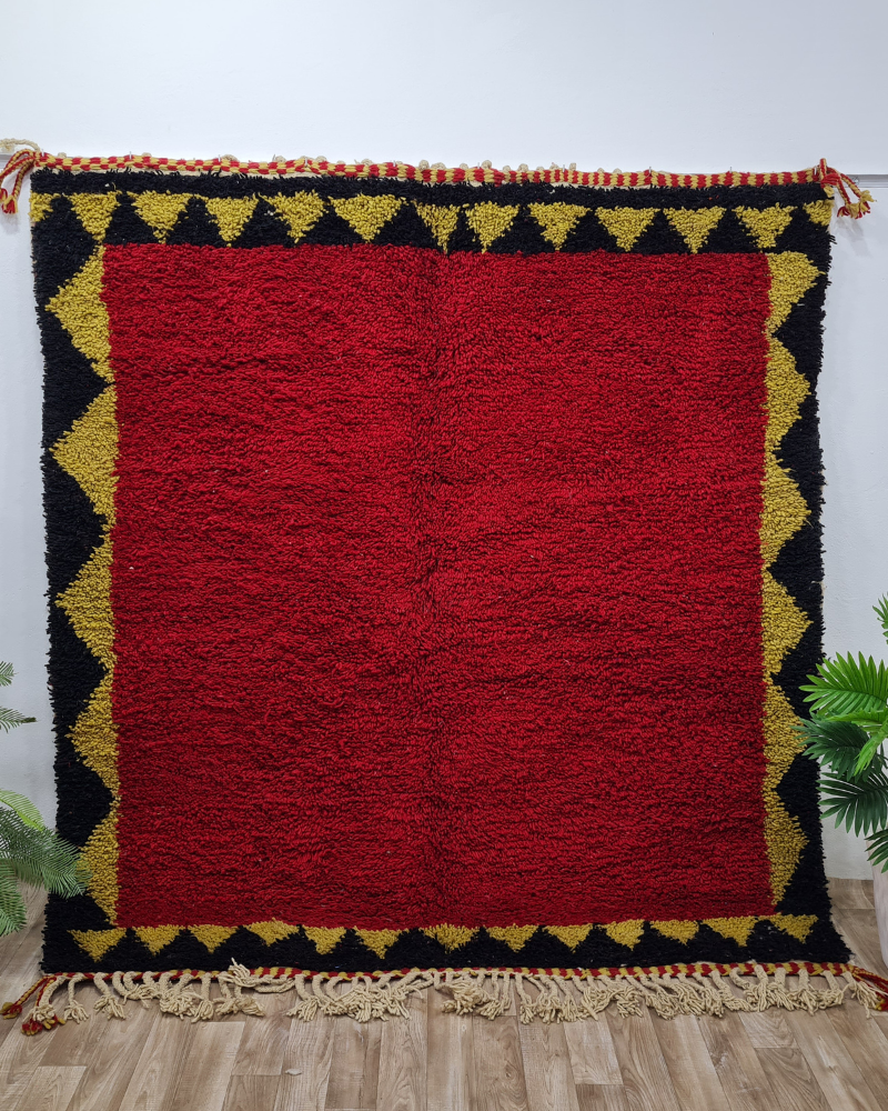 Bold Red & Yellow Moroccan Rug – Handwoven Berber Design with Geometric Patterns – Custom Size - Berber Handcrafts