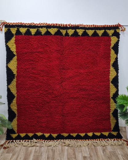 Bold Red & Yellow Moroccan Rug – Handwoven Berber Design with Geometric Patterns – Custom Size - Berber Handcrafts