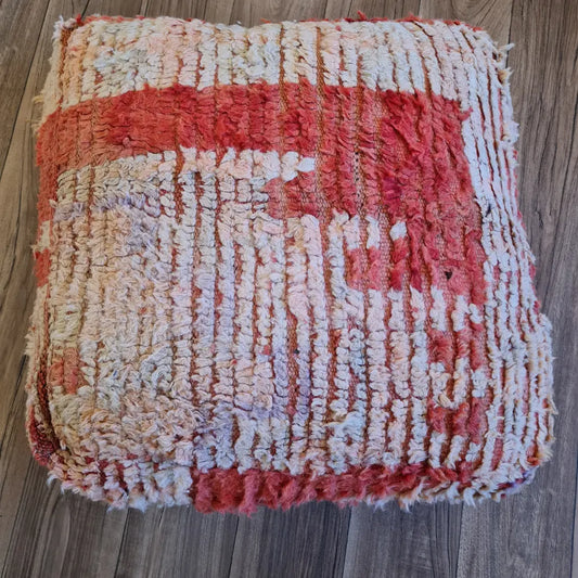 Soft Moroccan Pouf– Plush Handmade Square Ottoman