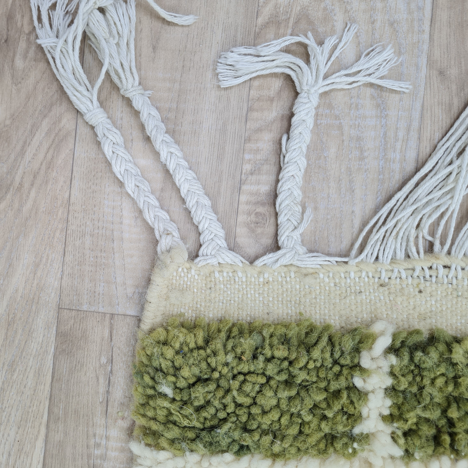 Handmade Green Wool Rug – Plush Checkered Pattern- Custom Size 1 - Berber Handcrafts