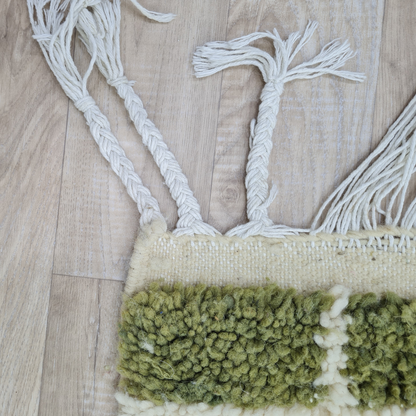 Handmade Green Wool Rug – Plush Checkered Pattern- Custom Size 1 - Berber Handcrafts