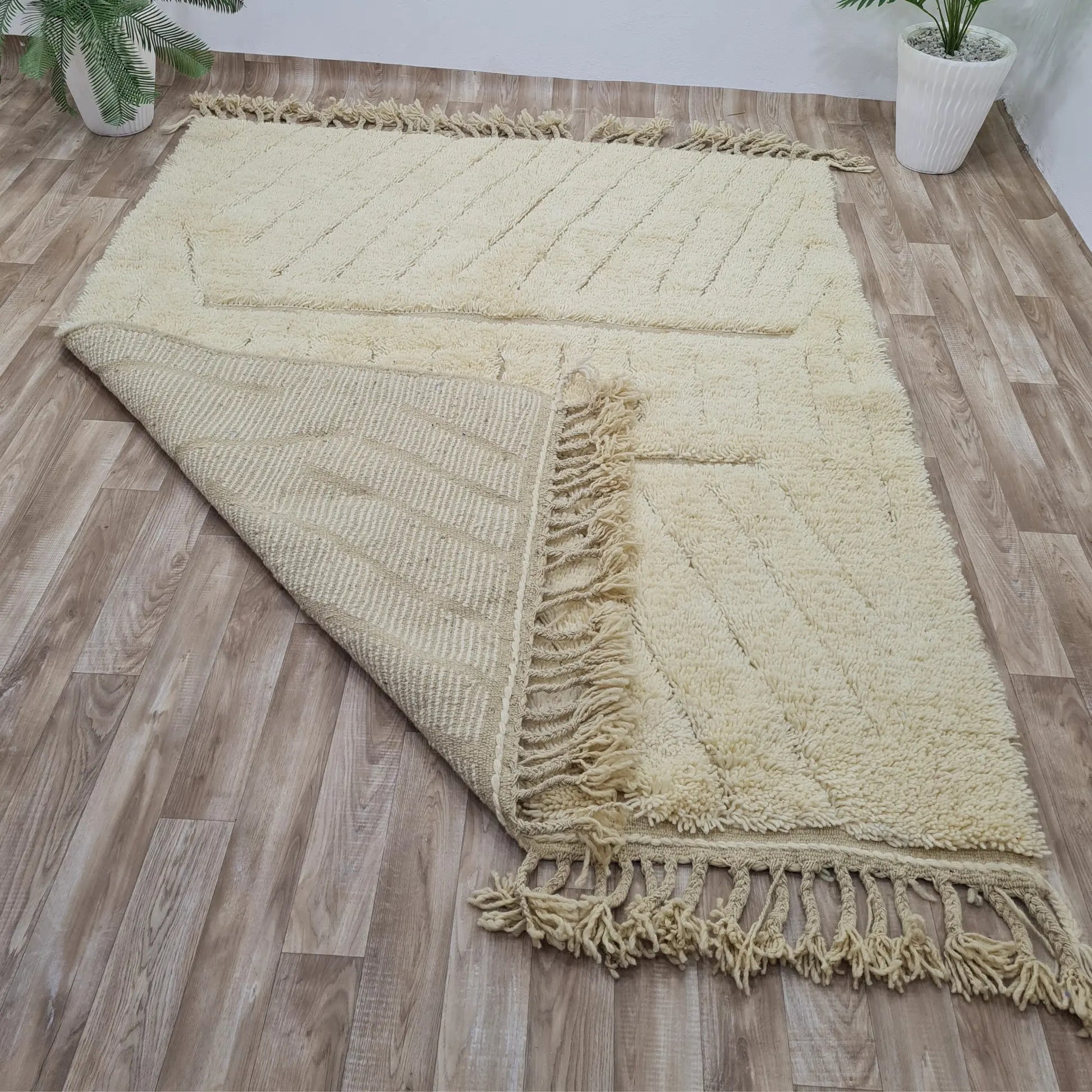 Soft Cream Moroccan Rug- Custom Size - Berber Handcrafts