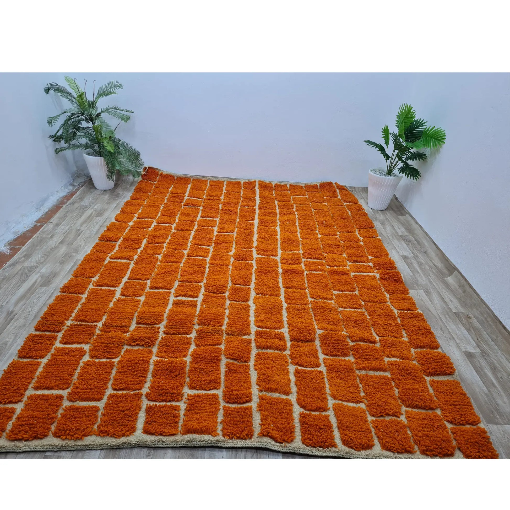 Vibrant Orange Moroccan Rug – Custom Size - Berber Handcrafts