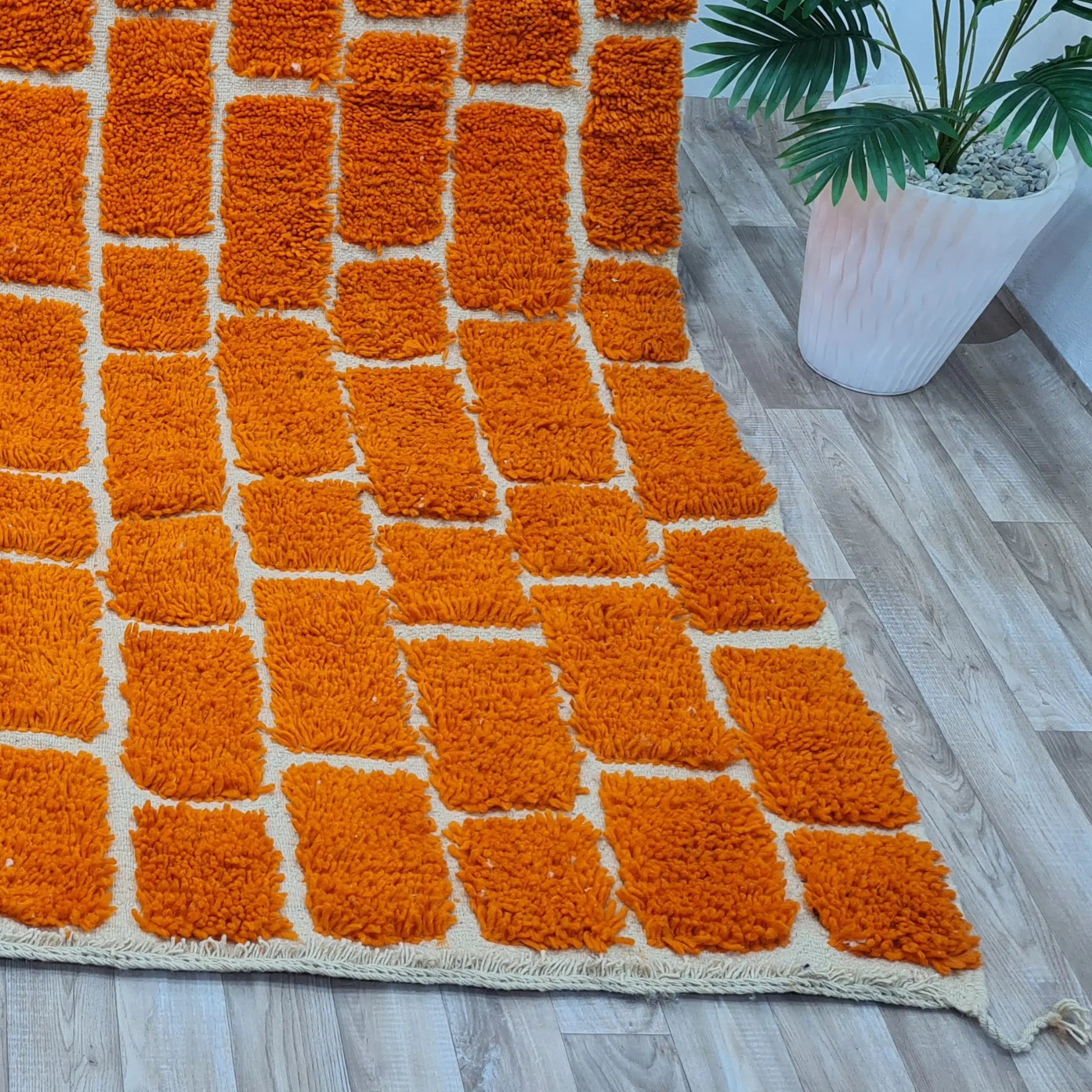 Vibrant Orange Moroccan Rug – Custom Size - Berber Handcrafts