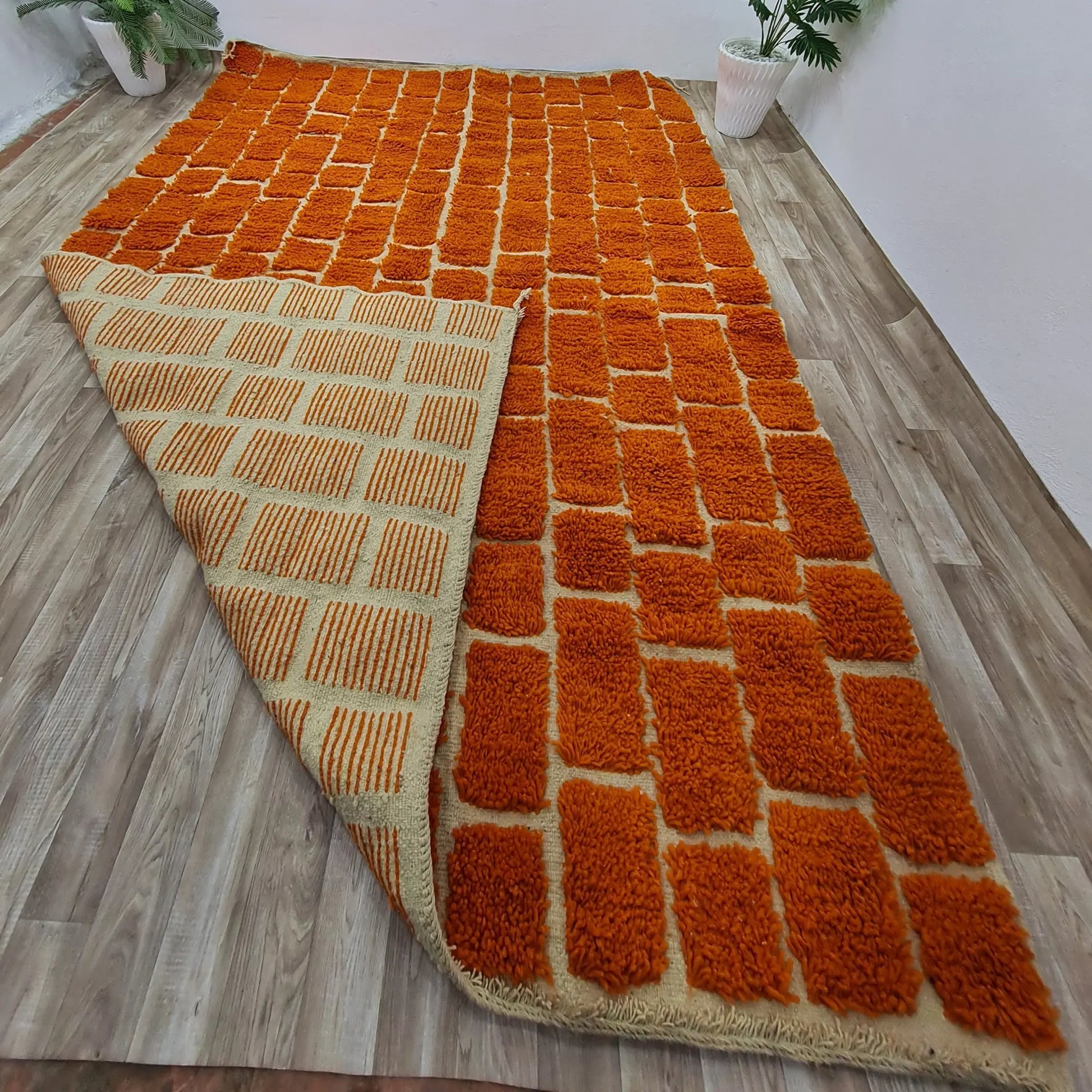 Vibrant Orange Moroccan Rug – Custom Size - Berber Handcrafts