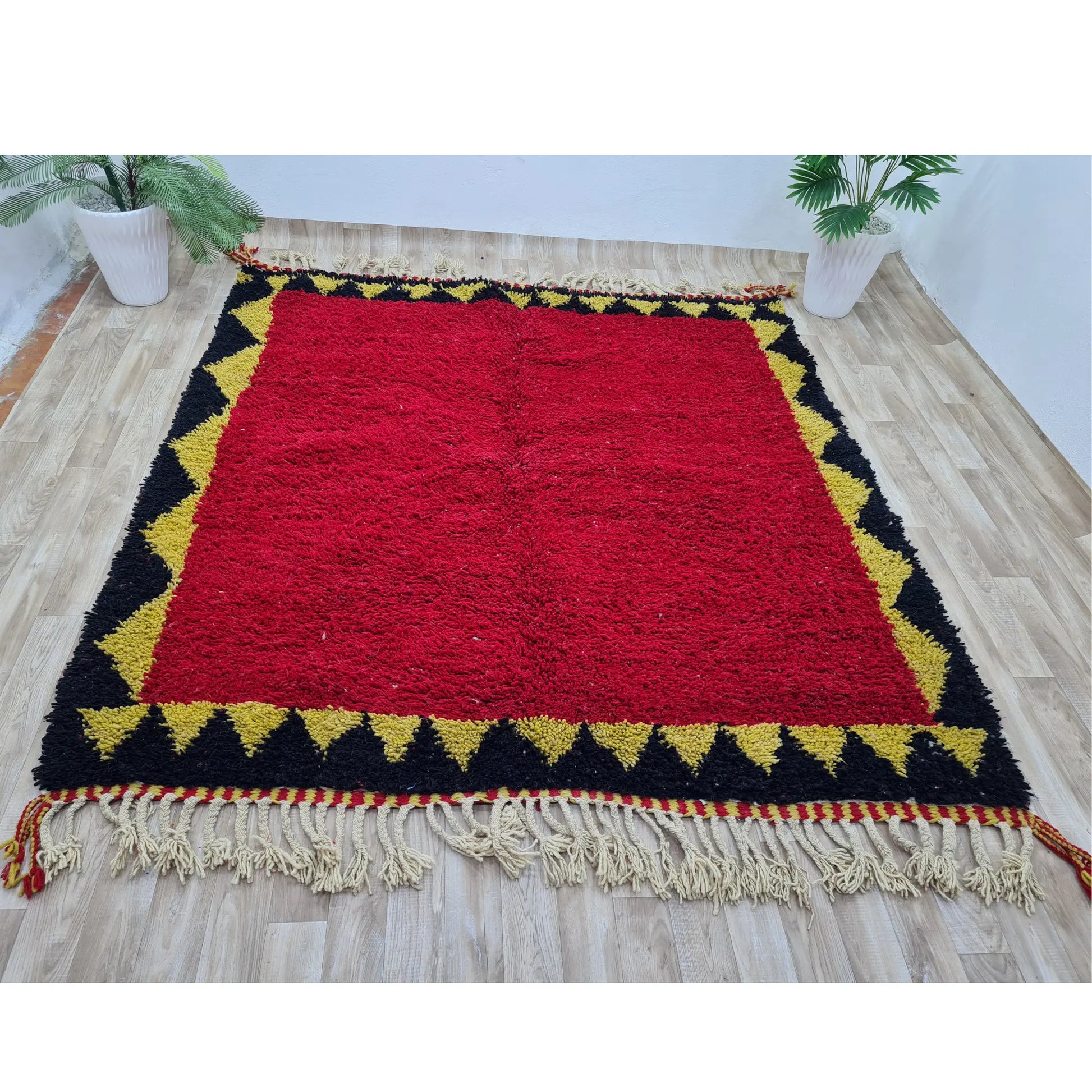 Bold Red & Yellow Moroccan Rug – Handwoven Berber Design with Geometric Patterns – Custom Size - Berber Handcrafts