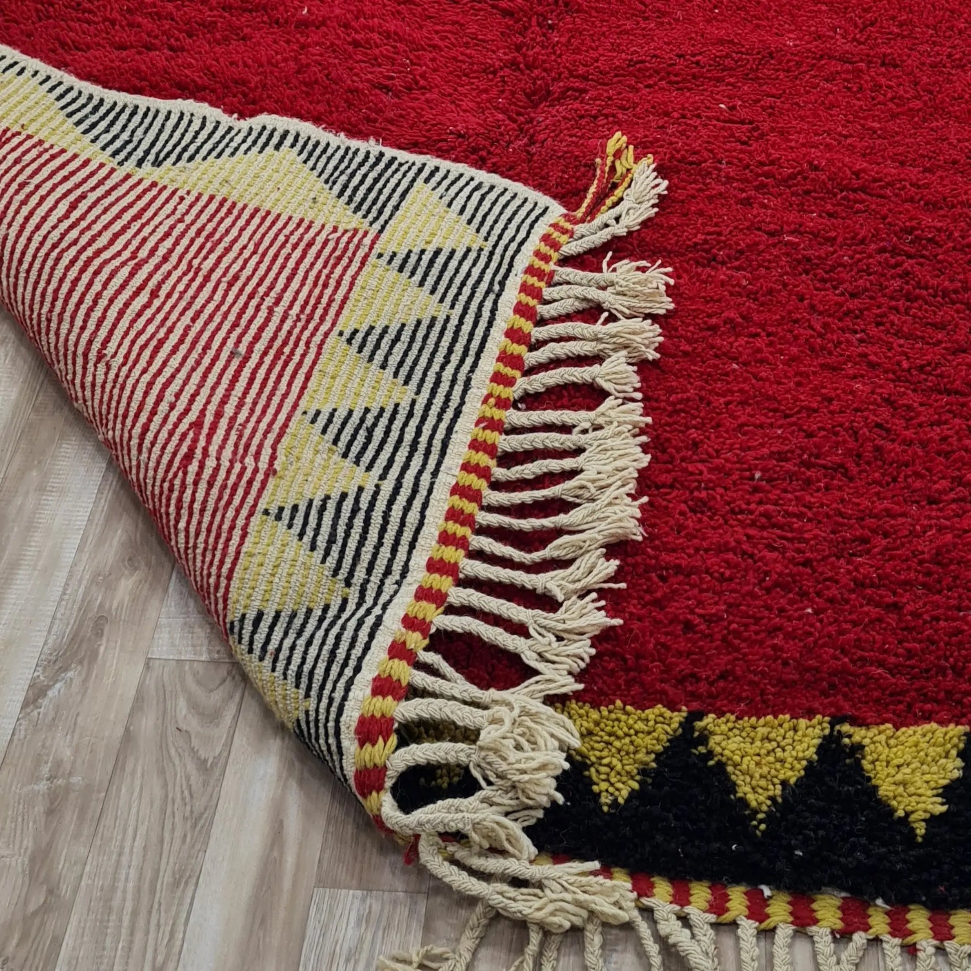Bold Red & Yellow Moroccan Rug – Handwoven Berber Design with Geometric Patterns – Custom Size - Berber Handcrafts